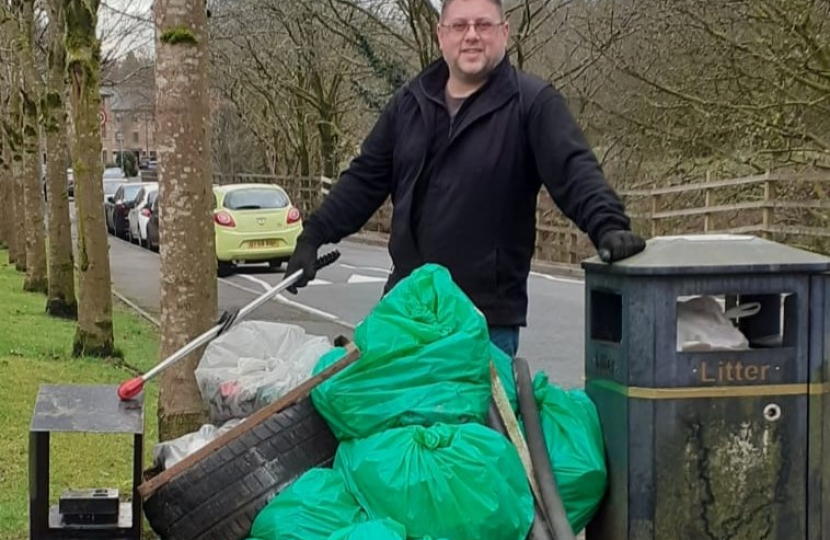 Councillor Peter Winkler following one of his regular litter picks